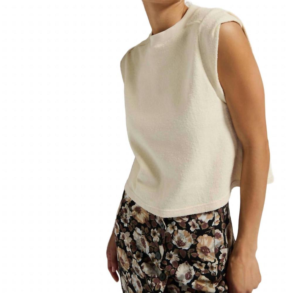 NEW NATION LTD mae rolled sleeve tank in cream - Picture 3 of 5